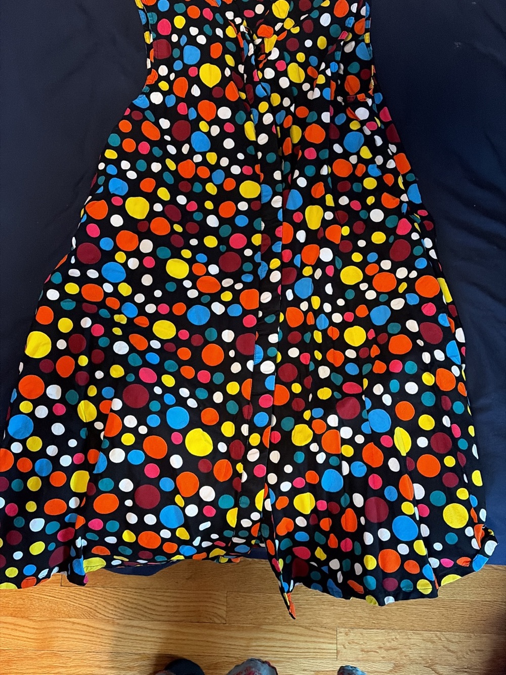 Polka Dot Flare dress in Black with Multicolor Dots